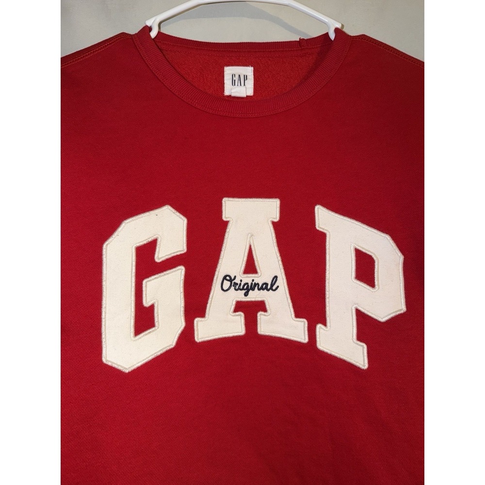 Gap Sweatshirt Small Red Pullover Crewneck Fleece Unisex - Picture 2 of 5